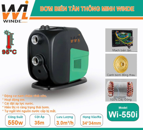 Máy Bơm Tăng Áp Biến Tần WINDE Wi-550i/550W – Máy Bơm Tăng Áp Thông Minh Công Suất Lớn Cho Gia Đình